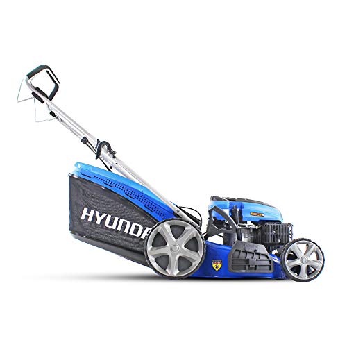 Hyundai 196cc Petrol Lawnmower, 20" 51cm 4 Stroke, Self Propelled Petrol Mower, Easy Starting with Six Cutting Heights, 70L Grass Bag & 3 Year Warranty