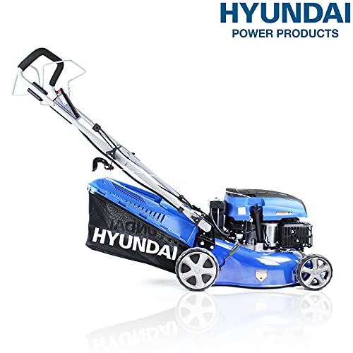 Hyundai 17"/42cm 139cc Electric-Start Self-Propelled Petrol Lawnmower with 3 Year Warranty, Blue