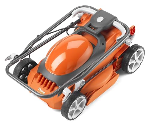 Flymo EasiStore 300R Electric Rotary Lawn Mower - 30 cm Cutting Width, 30 Litre Grass Box, Close Edge Cutting, Rear Roller, Manual Height Adjust, Space Saving Storage Features, Lightweight