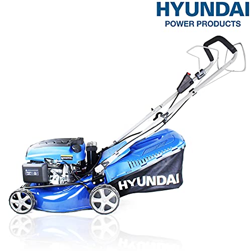 Hyundai 17"/42cm 139cc Electric-Start Self-Propelled Petrol Lawnmower with 3 Year Warranty, Blue