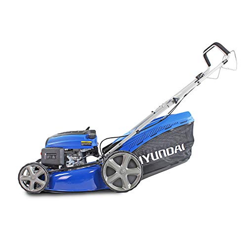 Hyundai 196cc Petrol Lawnmower, 20" 51cm 4 Stroke, Self Propelled Petrol Mower, Easy Starting with Six Cutting Heights, 70L Grass Bag & 3 Year Warranty