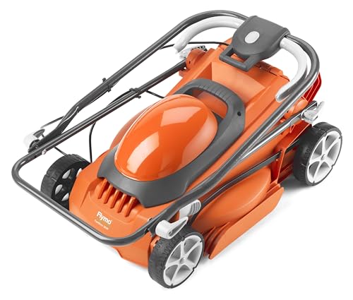 Flymo EasiStore 380R Electric Rotary Lawn Mower - 38 cm Cutting Width, 45 Litre Grass Box, Close Edge Cutting, Rear Roller, Central Height Adjust, Space Saving Storage Features