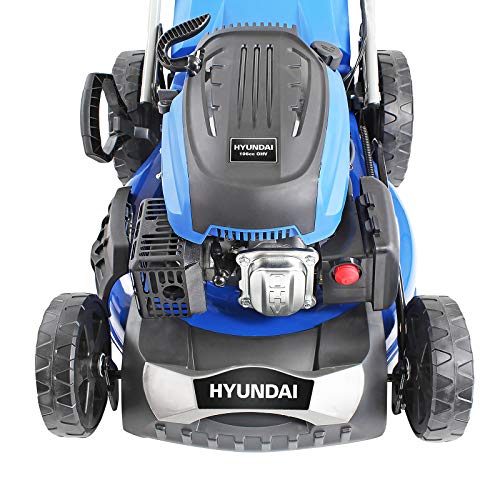 Hyundai 196cc Petrol Lawnmower, 20" 51cm 4 Stroke, Self Propelled Petrol Mower, Easy Starting with Six Cutting Heights, 70L Grass Bag & 3 Year Warranty