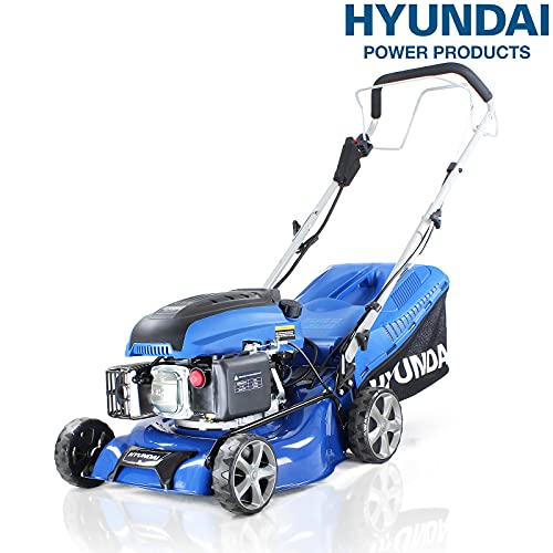 Hyundai 17"/42cm 139cc Electric-Start Self-Propelled Petrol Lawnmower with 3 Year Warranty, Blue