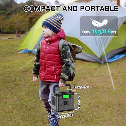 SWAREY Portable Power Station, 518Wh Power Station with 500W(Surge 1000W) AC Outlet, 65W USB-C Port, Solar Generator for Outdoors Camping Travel Fishing RV