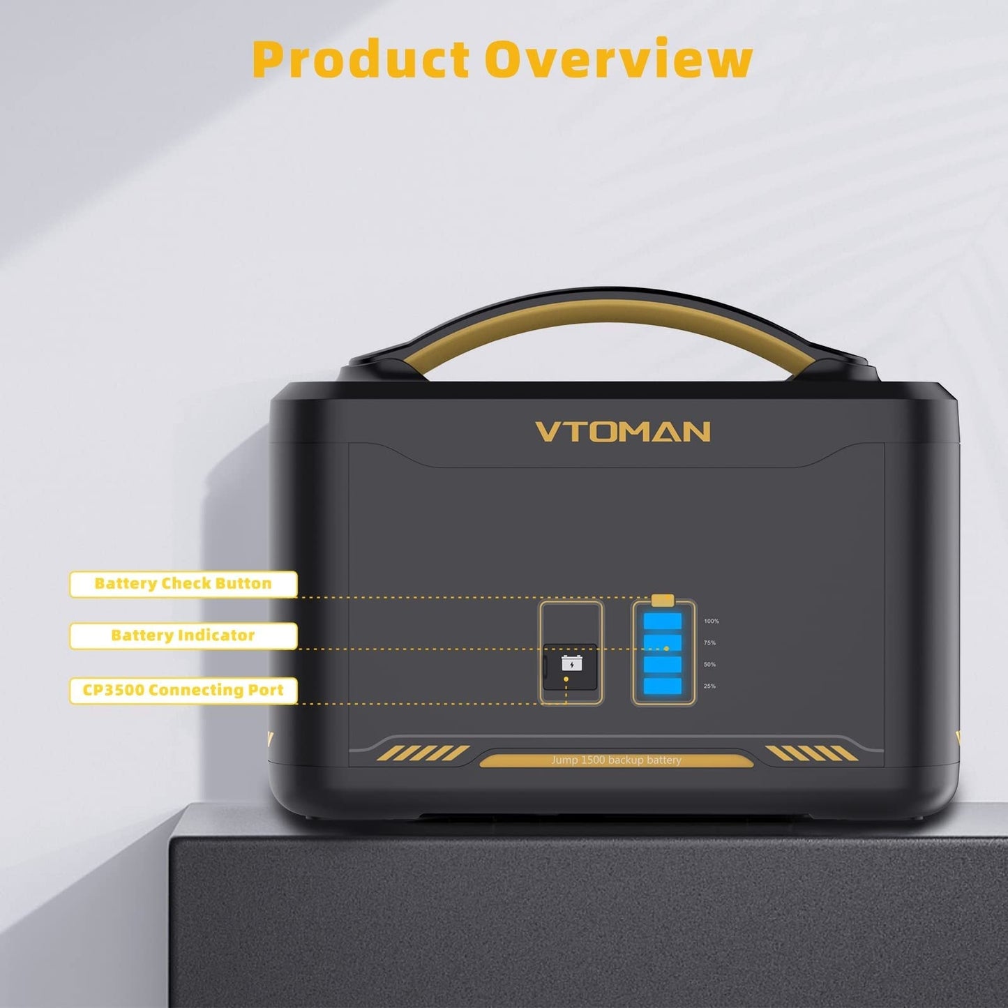 VTOMAN Jump 1500 Extra Battery - 1548Wh Large Capacity Extra Battery, LiFePO4 Battery with BMS Protection, Suitable for VTOMAN Jump 1500X /Jump 2200 Portable Power Station Expand Capacity