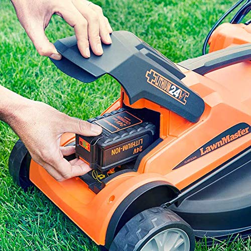 LawnMaster MX 24V 34cm Cordless Lawnmower Plus Spare Battery, MX 24V 4.0Ah Lithium Ion Battery and Fast Charger - With Rear Roller (34cm Mower)