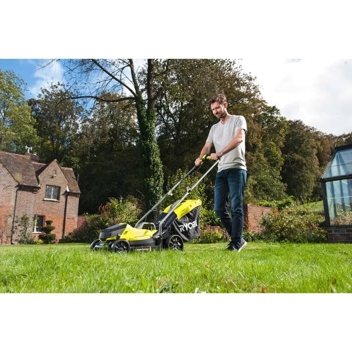 Ryobi 18V ONE+ Cordless Lawnmower and Grass Trimmer Kit (1 x 4.0Ah)