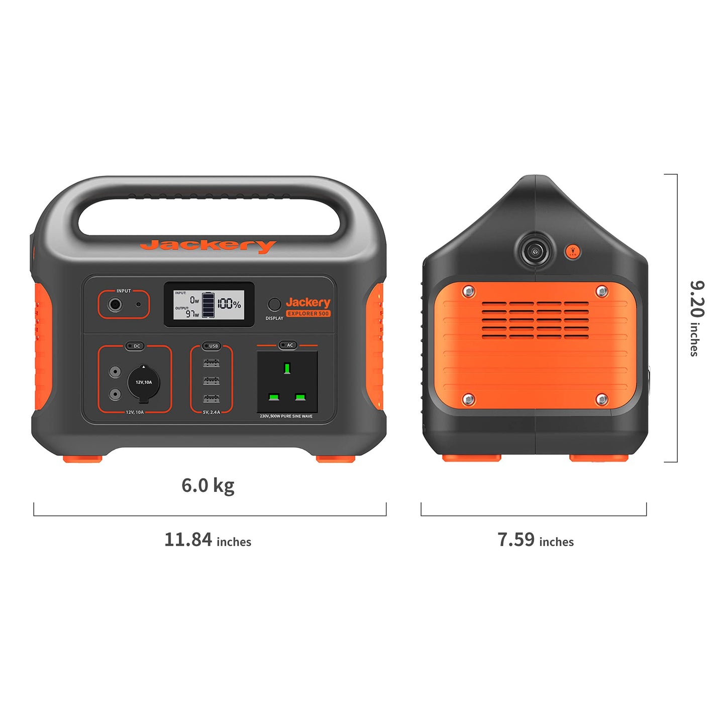 Jackery Portable Power Station Explorer 500, 518Wh Outdoor Backup Mobile Lithium Battery Pack with 230V/500W AC Outlet for holiday RV Camping, Outdoor Adventure, Emergency