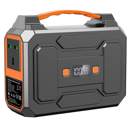 Powkey 100W Portable Power Station 99Wh/ 27000mAh Camping Power Pack,Solar generator with AC/DC/USB/Type C Outlet for Outdoors Camping Travel Fishing Emergency Power Supply Backup Orange