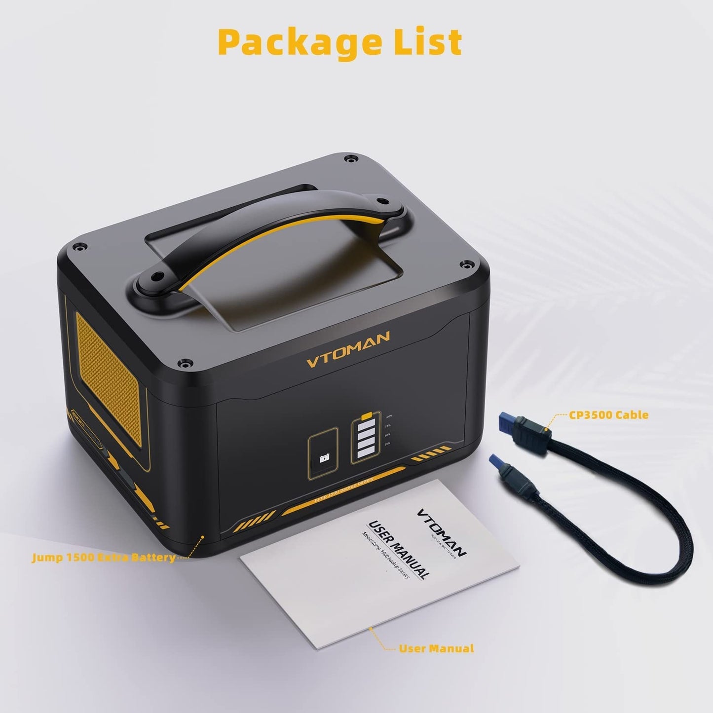 VTOMAN Jump 1500 Extra Battery - 1548Wh Large Capacity Extra Battery, LiFePO4 Battery with BMS Protection, Suitable for VTOMAN Jump 1500X /Jump 2200 Portable Power Station Expand Capacity