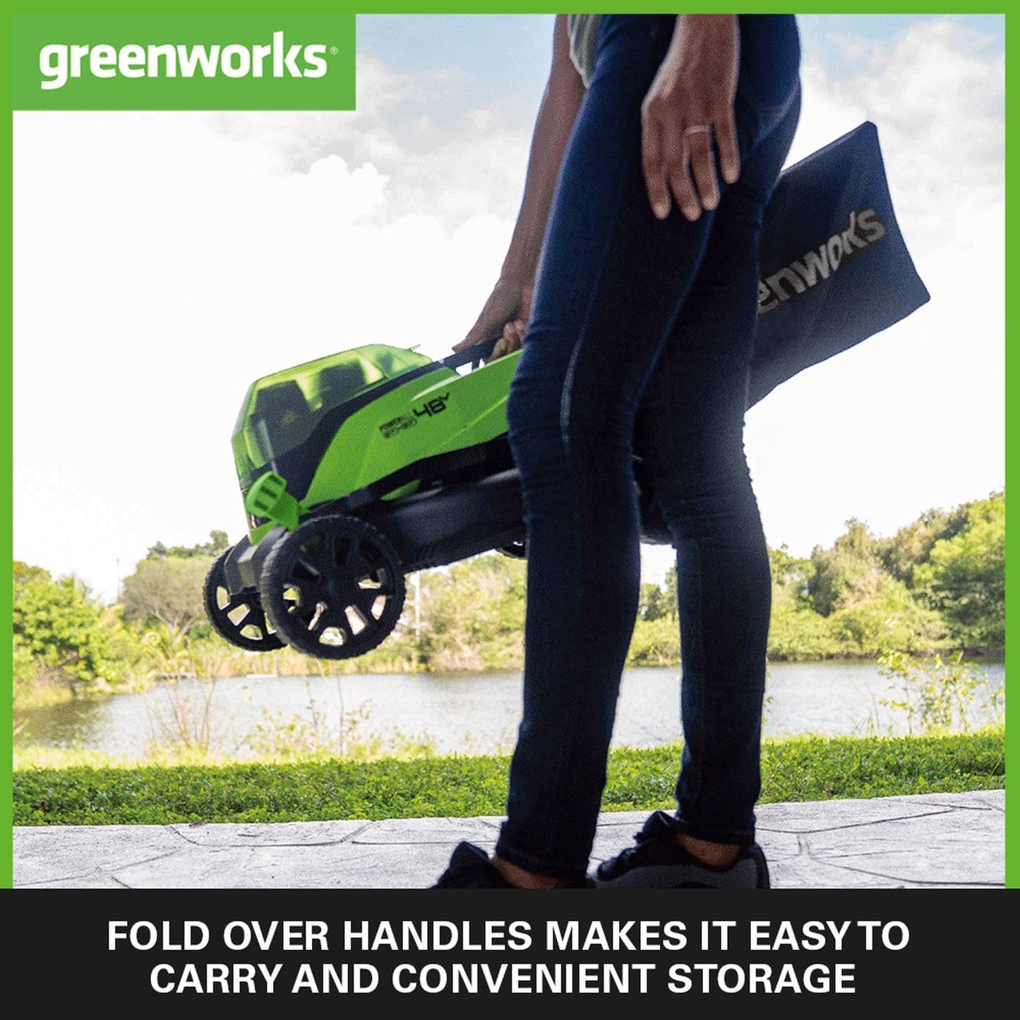 Greenworks G24X2LM36K2X Cordless Lawnmower for Lawns up to 210m², 36cm Cutting Width, 40L Bag PLUS Two of 2x24V(48V equivalent) 2Ah Batteries & Twin Charger, 3 Year Guarantee