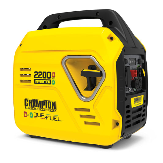 Champion Power Equipment 92001i 2200 Watt LPG Dual Fuel Portable Inverter Generator - 80cc Engine, 4.1L, Petrol or Propane - Lightweight, True Sine Wave, EZ Start, Fuel Fill Assist LED, Ultra Quiet