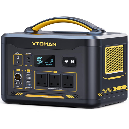 VTOMAN Jump 2200 Portable Power Station 2200W(Peak 4400W) - 1548Wh LiFePO4 Solar Power Generator 2200W Constant-Power Battery Powered Generator, Dual PD 100W Type-C, Capacity Expandable to 3096Wh