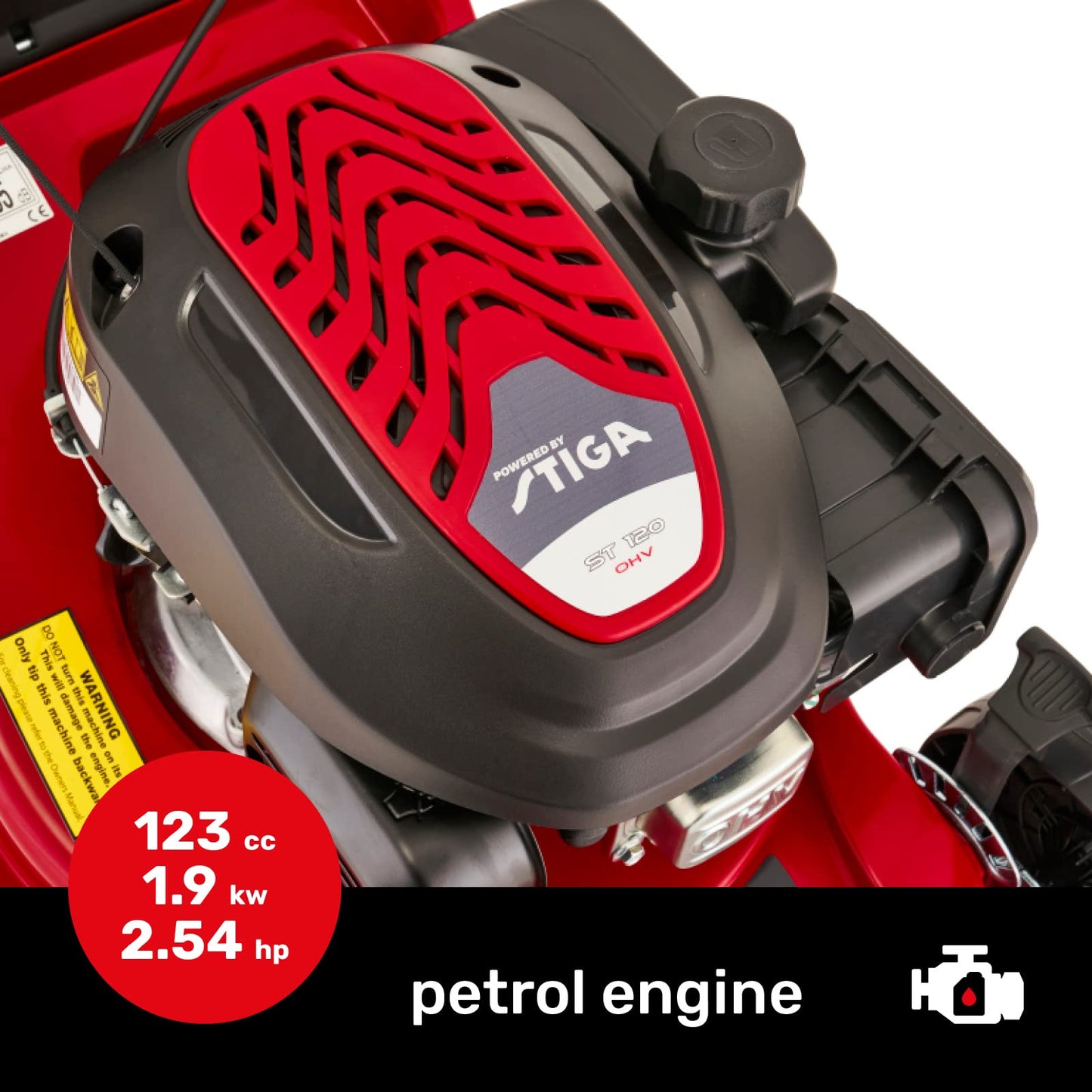 Mountfield HP41 Petrol Lawnmower, Hand-propelled, 39cm cutting width, 123cc ST120 Autochoke petrol engine, Up to 250m², Includes 40L grass collector