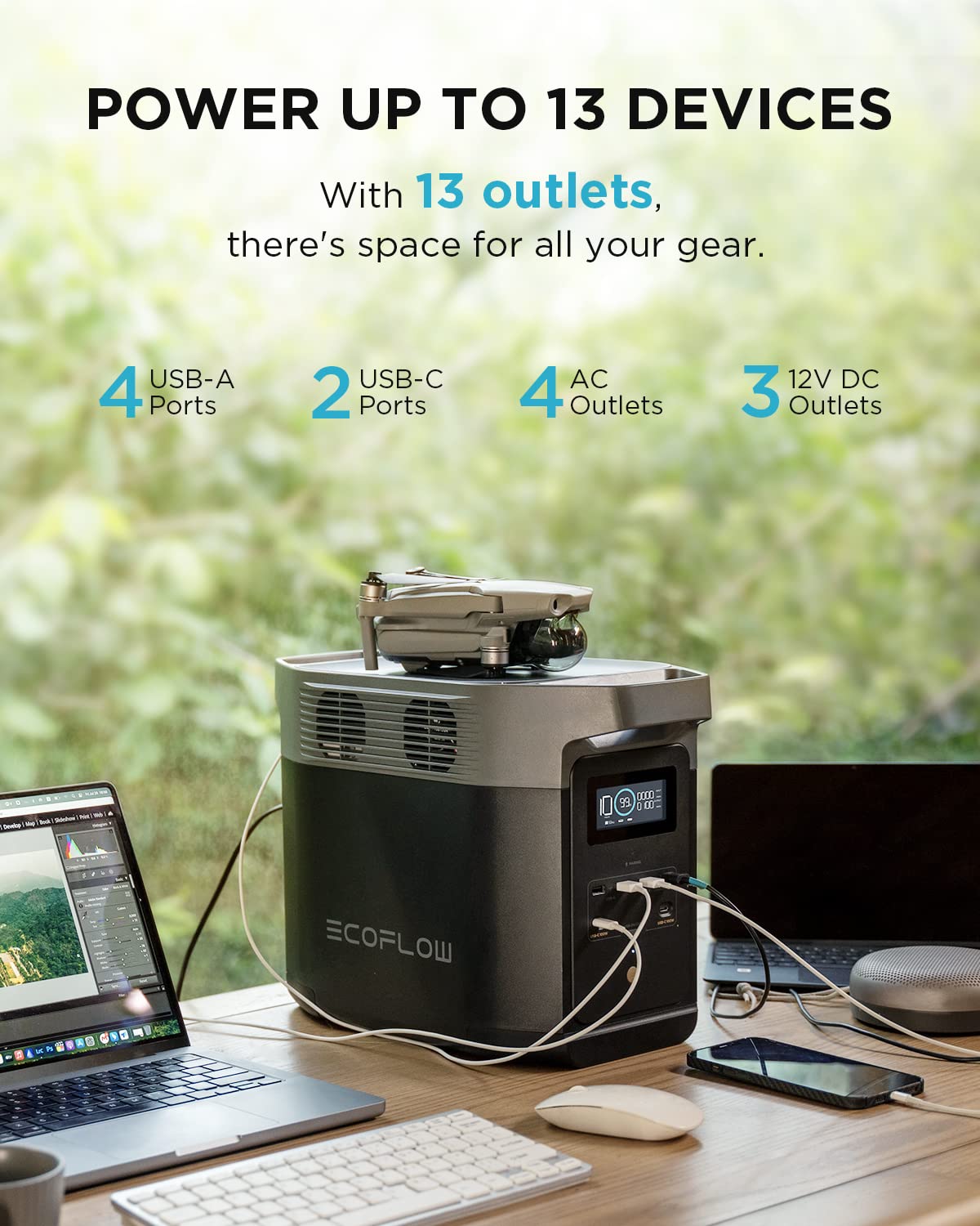 EcoFlow DELTA 2 Portable Power Station with 1-3kWh Expandable Capacity, LFP Battery, Fast Charging, Use as a Solar Generator for Home Backup Power, Camping & RVs