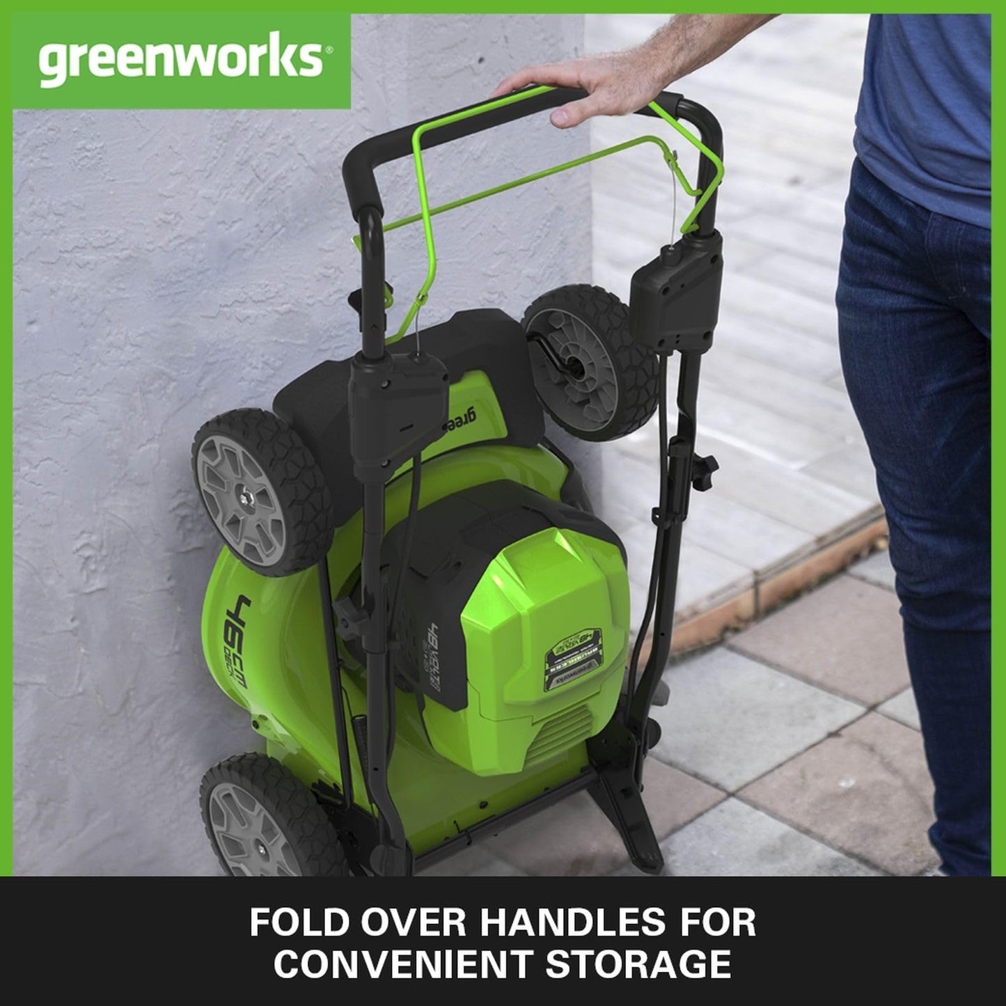 Greenworks 48V (2x24V) Self Propelled Cordless Lawnmower for Large Lawns up to 480m2, 46cm Cutting Width, 55LBag PLUS Two 4Ah Batteries and Twin Charger, 3 Year Guarantee GD24X2LM46SPK4X