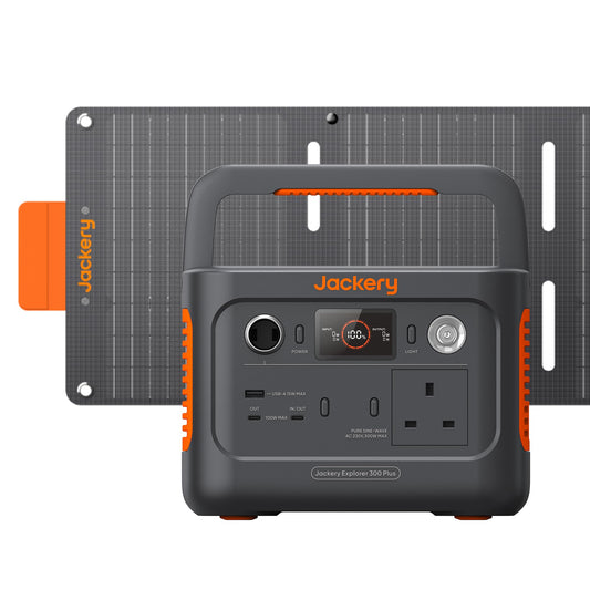 Jackery Solar Generator 300 Plus 40W Mini, 288Wh Portable power station with 40W Book-sized Solar Panel, LiFePO4 Battery 300W Output for Outdoors RV Camping Emergencies