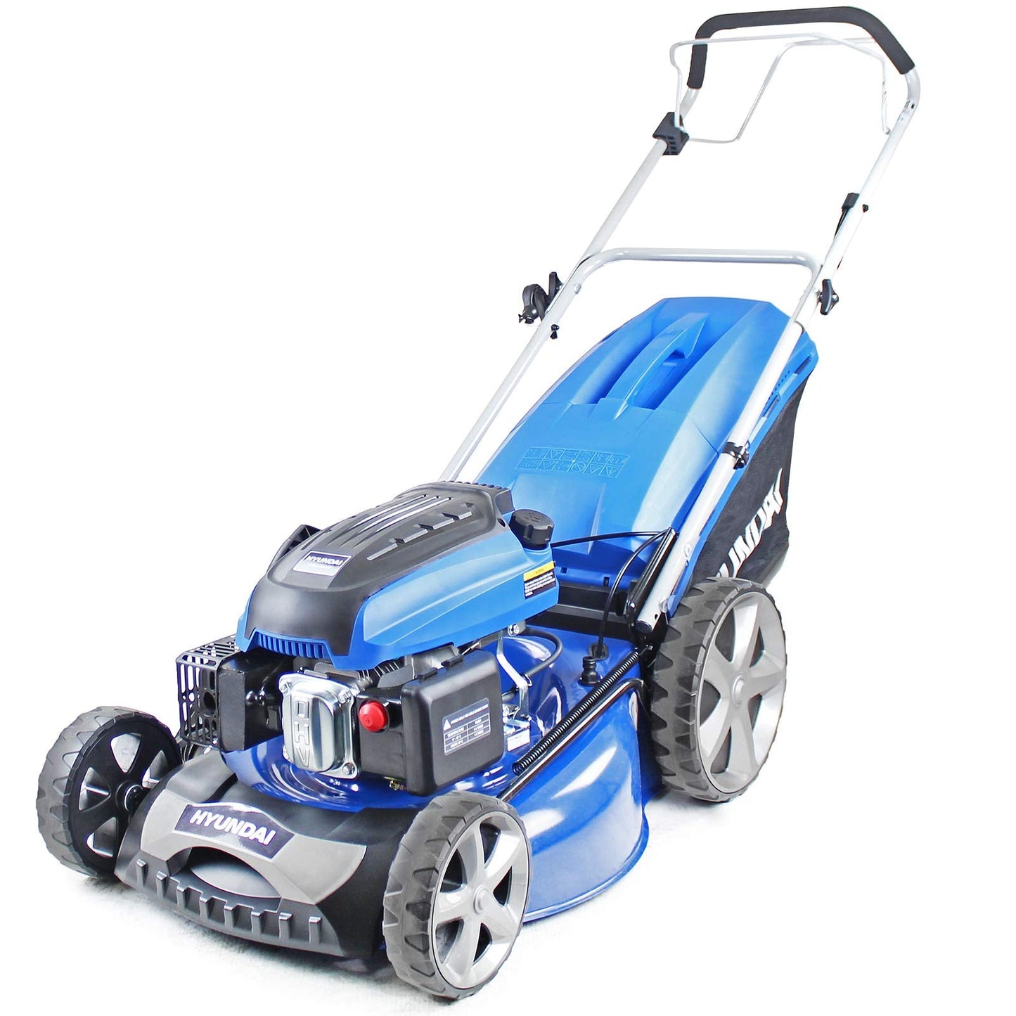 Hyundai 196cc Petrol Lawnmower, 20" 51cm 4 Stroke, Self Propelled Petrol Mower, Easy Starting with Six Cutting Heights, 70L Grass Bag & 3 Year Warranty