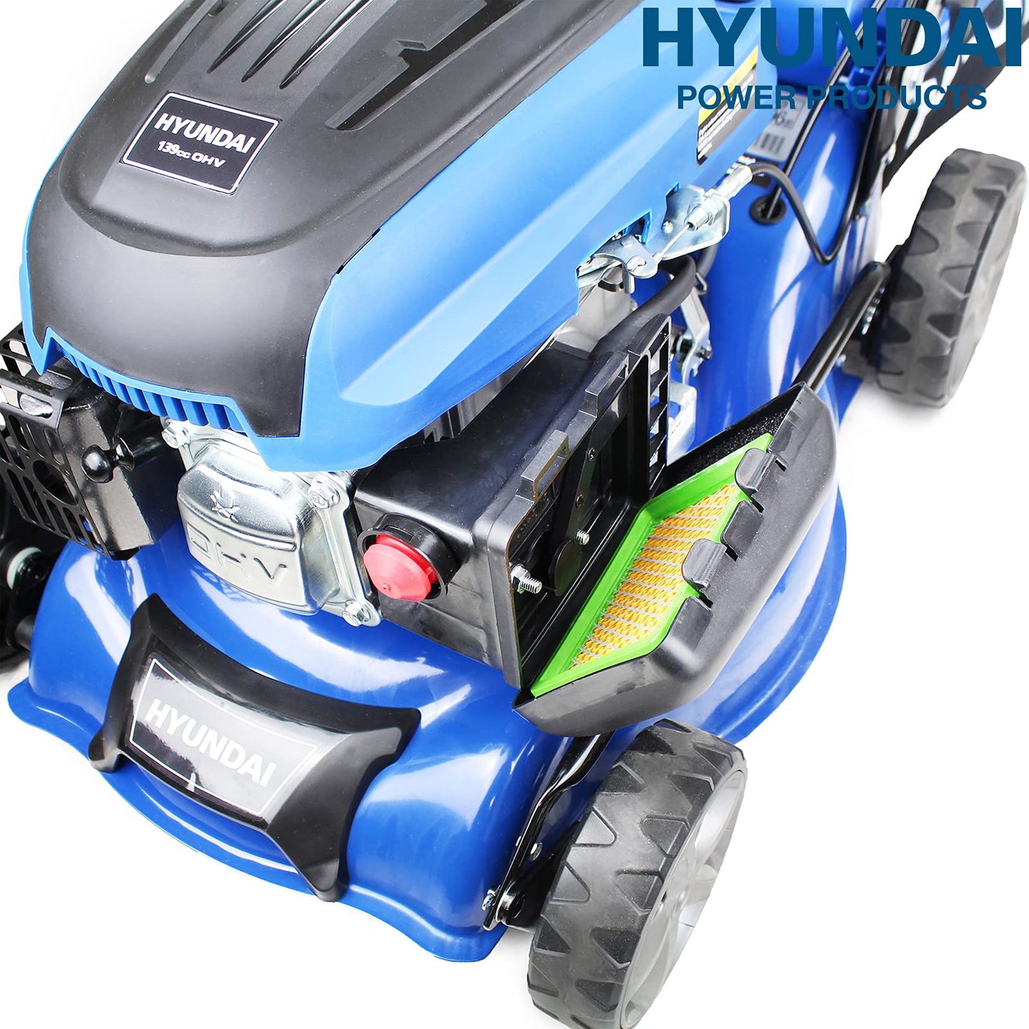 Hyundai 17"/42cm 139cc Electric-Start Self-Propelled Petrol Lawnmower with 3 Year Warranty, Blue