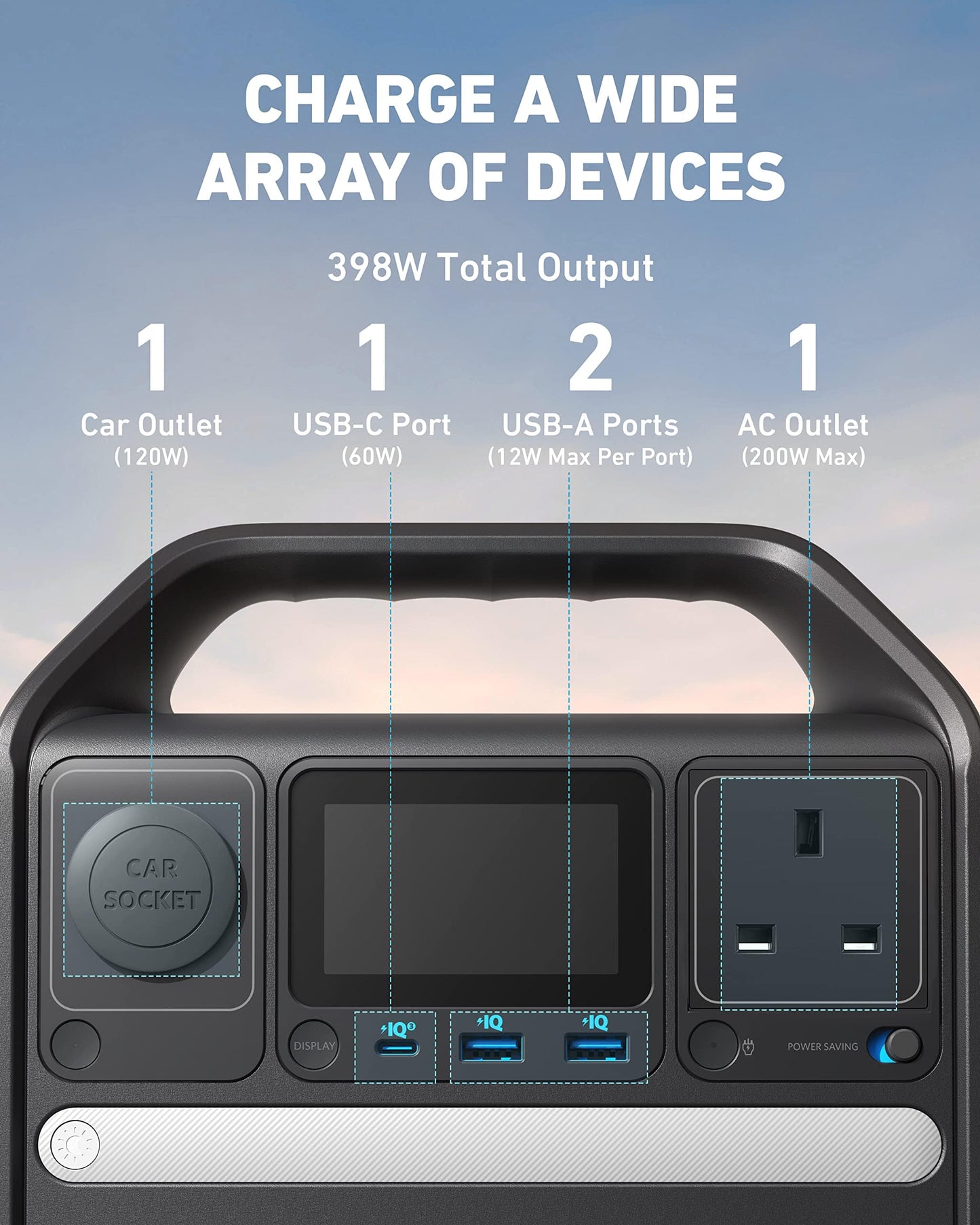 Anker 521 Portable Power Station Upgraded with LiFePO4 Battery, 256Wh 5-Port PowerHouse, 300W (Peak 600W) Solar Generator (Solar Panel Optional), 2 AC Outlets, 60W USB-C PD Output, Outdoor Generator