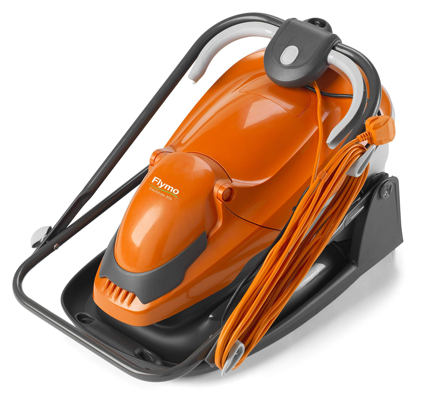 Flymo EasiGlide 300 Hover Collect Lawn Mower - 1700W Motor, 30cm Cutting Width, 20 Litre Grass Box, Folds Flat, 10m Cable Length, Orange and Grey