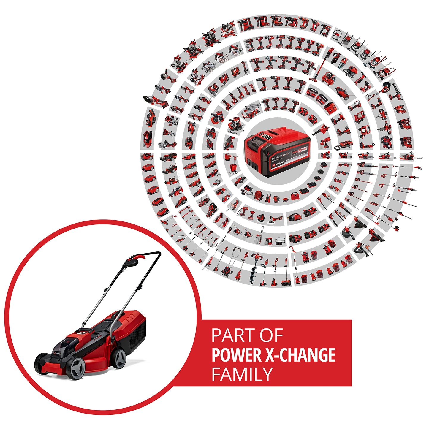 Einhell Power X-Change 18/30 Cordless Lawnmower With Battery and Charger - 18V, Brushless Motor, 30cm Cutting Width, 25L Grass Box, 3 Cutting Heights - GE-CM 18/30 Li Battery Lawn Mower