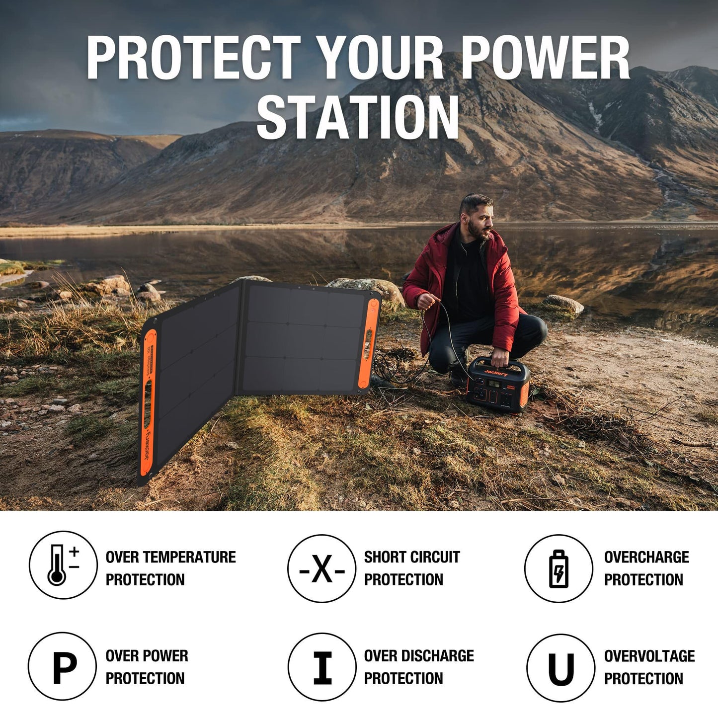 Jackery Solar Generator 500, 518WH Power Station with SolarSaga100W Solar Panel, Mobile Lithium Battery Pack for Holiday RV Camping, Outdoor Adventure, Emergency