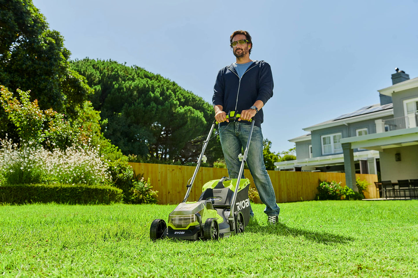 Ryobi OLM1833B 18V ONE+ Cordless 33cm Lawnmower (Body Only), Anthracite/Green