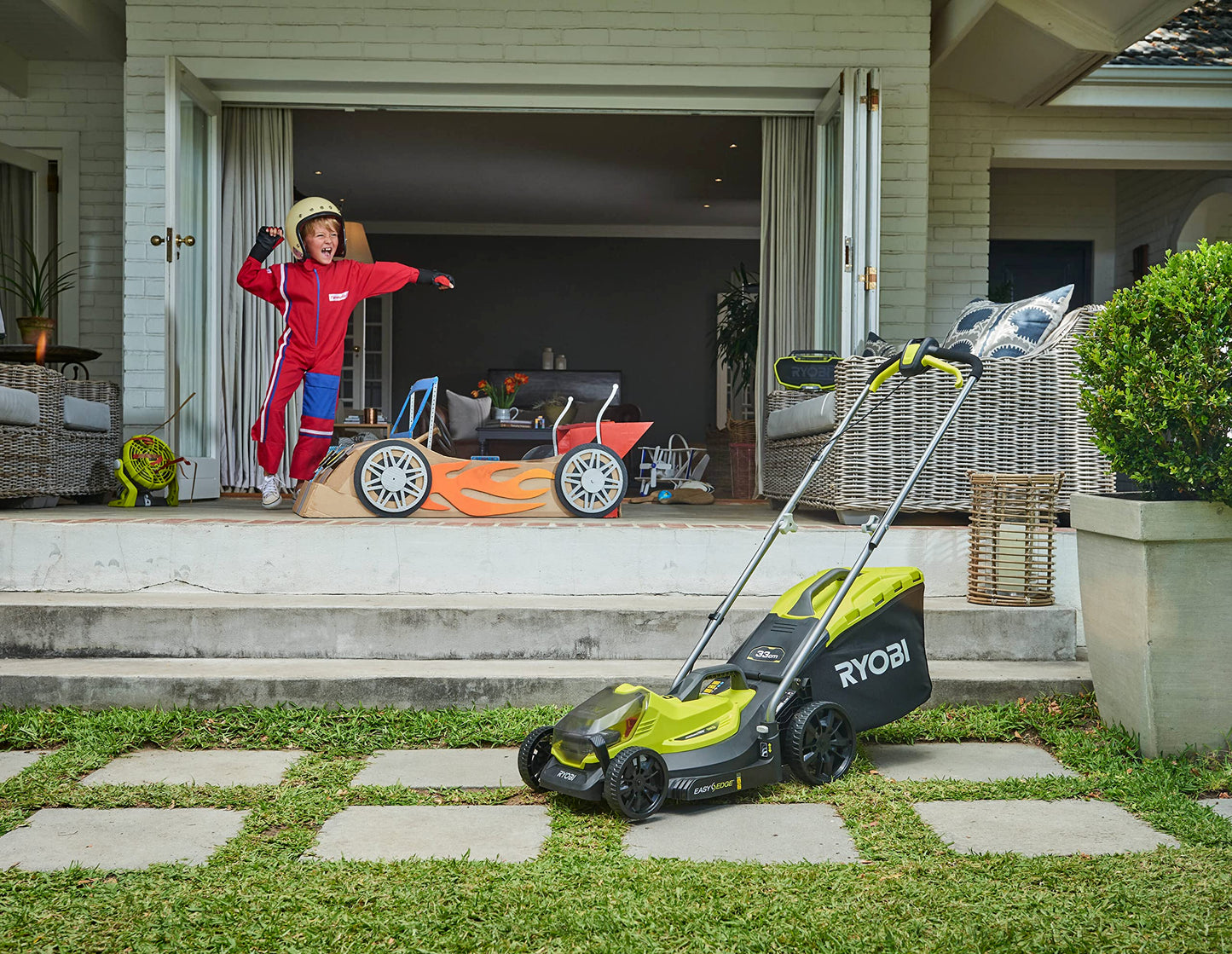 Ryobi OLM1833B 18V ONE+ Cordless 33cm Lawnmower (Body Only), Anthracite/Green