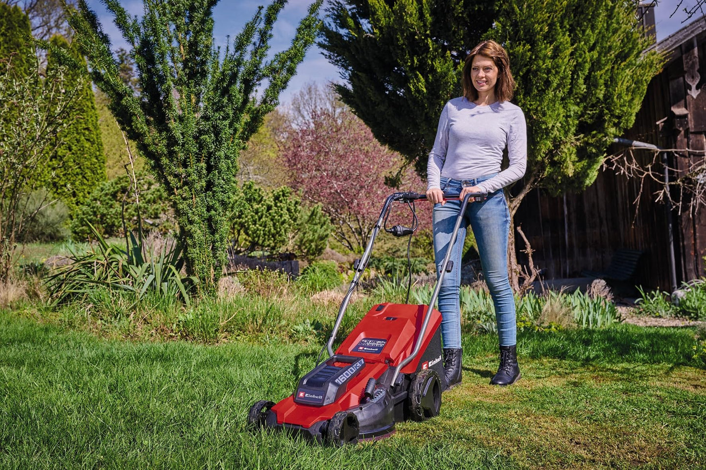 Einhell 1600W Electric Lawn Mower - 37cm Cutting Width, 38L Large Capacity Grass Box, 5 Cutting Heights (20-60mm) - Powerful Corded Lawnmower for Small to Medium Gardens Up to 700m²